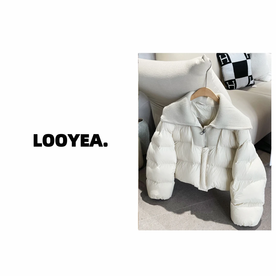 【冬宜雪】LOOYEA 针织翻领短款羽绒服加厚初冬 10438