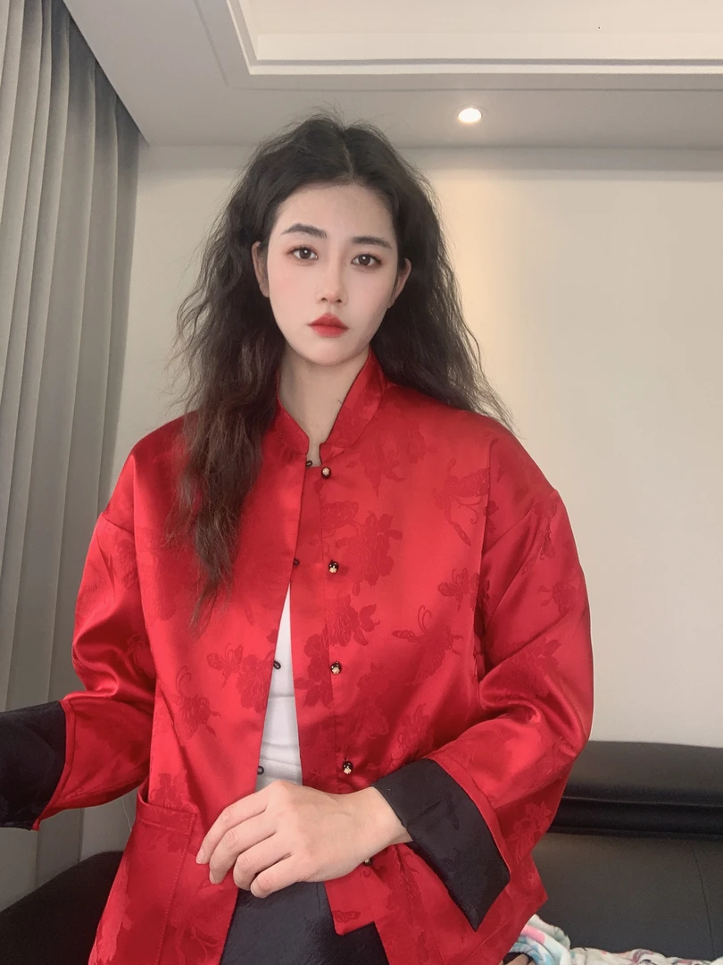 九月  锦绣     新款秋款新中式国风长袖织锦刺绣中国风外套女