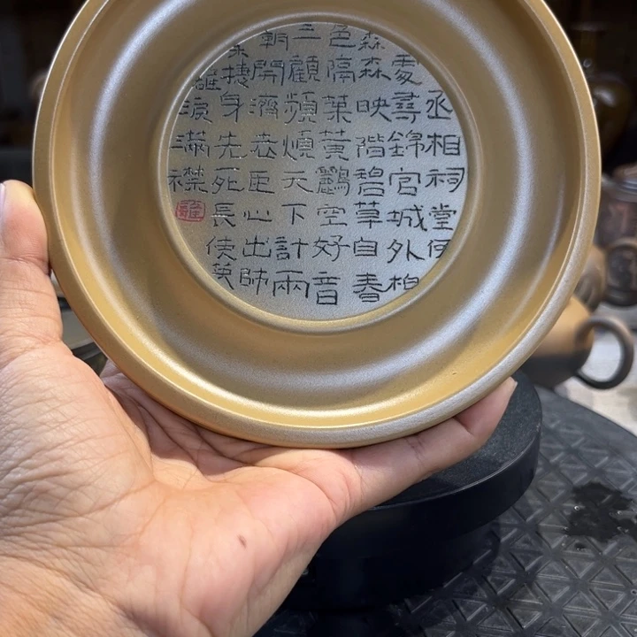 壶建水紫陶壶承