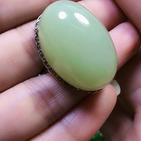和田玉银S925镶嵌戒指