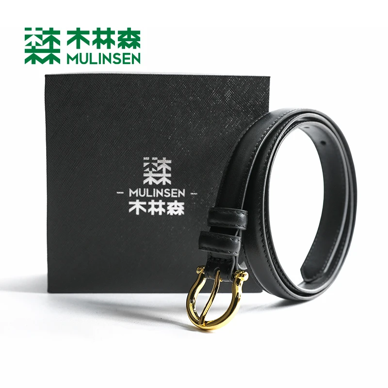 木林森女士皮带2025新款真皮腰带女简约百搭配牛仔裤设计感裤带
