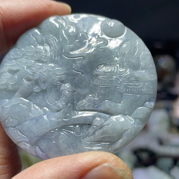 翡翠未镶嵌吊坠(不含链)山水