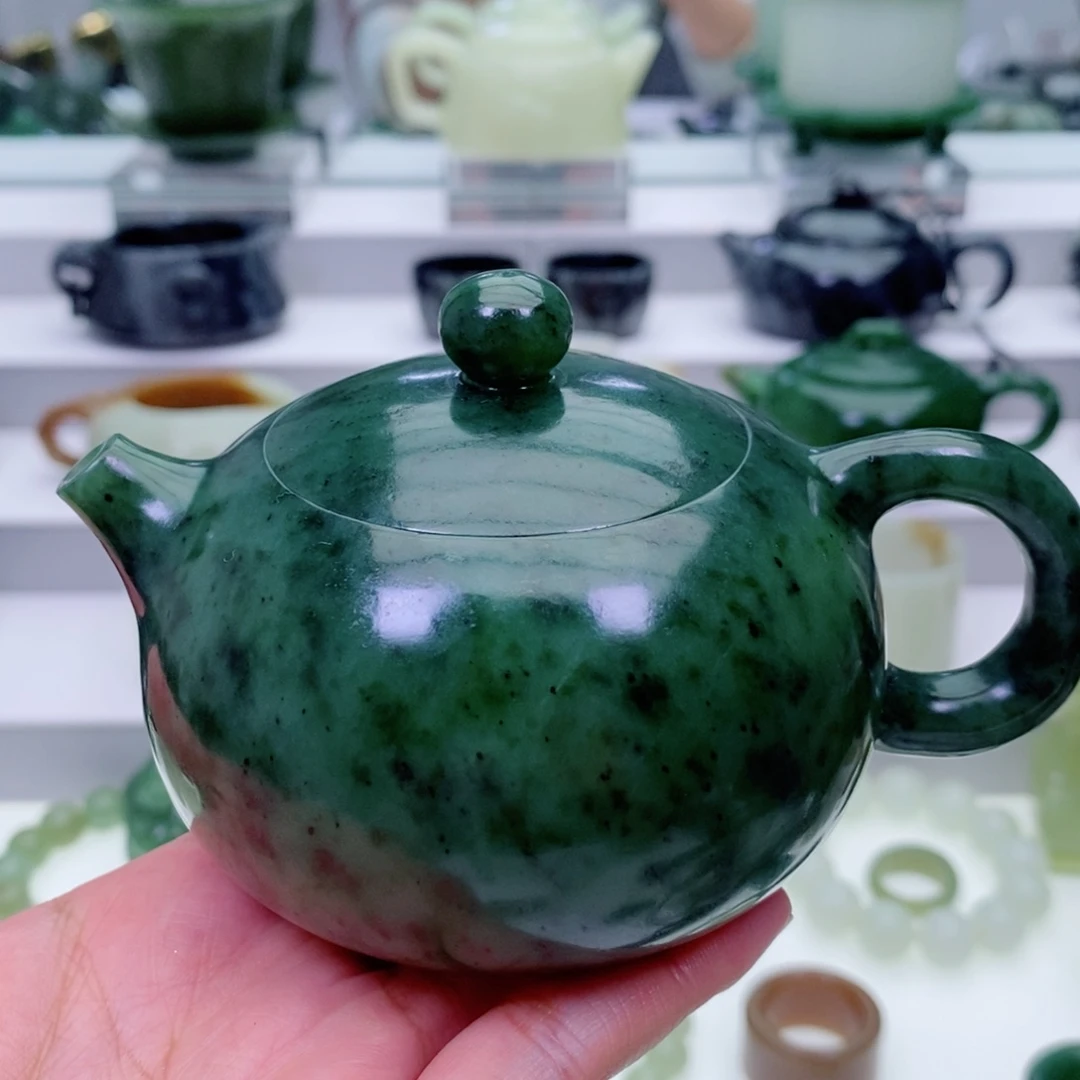 和田玉未镶嵌摆件茶壶