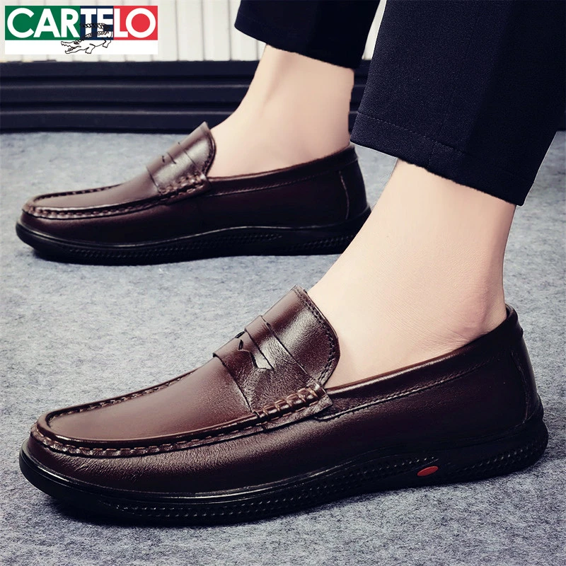 卡帝乐鳄鱼豆豆鞋男鞋秋季款2025新款一脚蹬休闲高端皮鞋男士鞋子