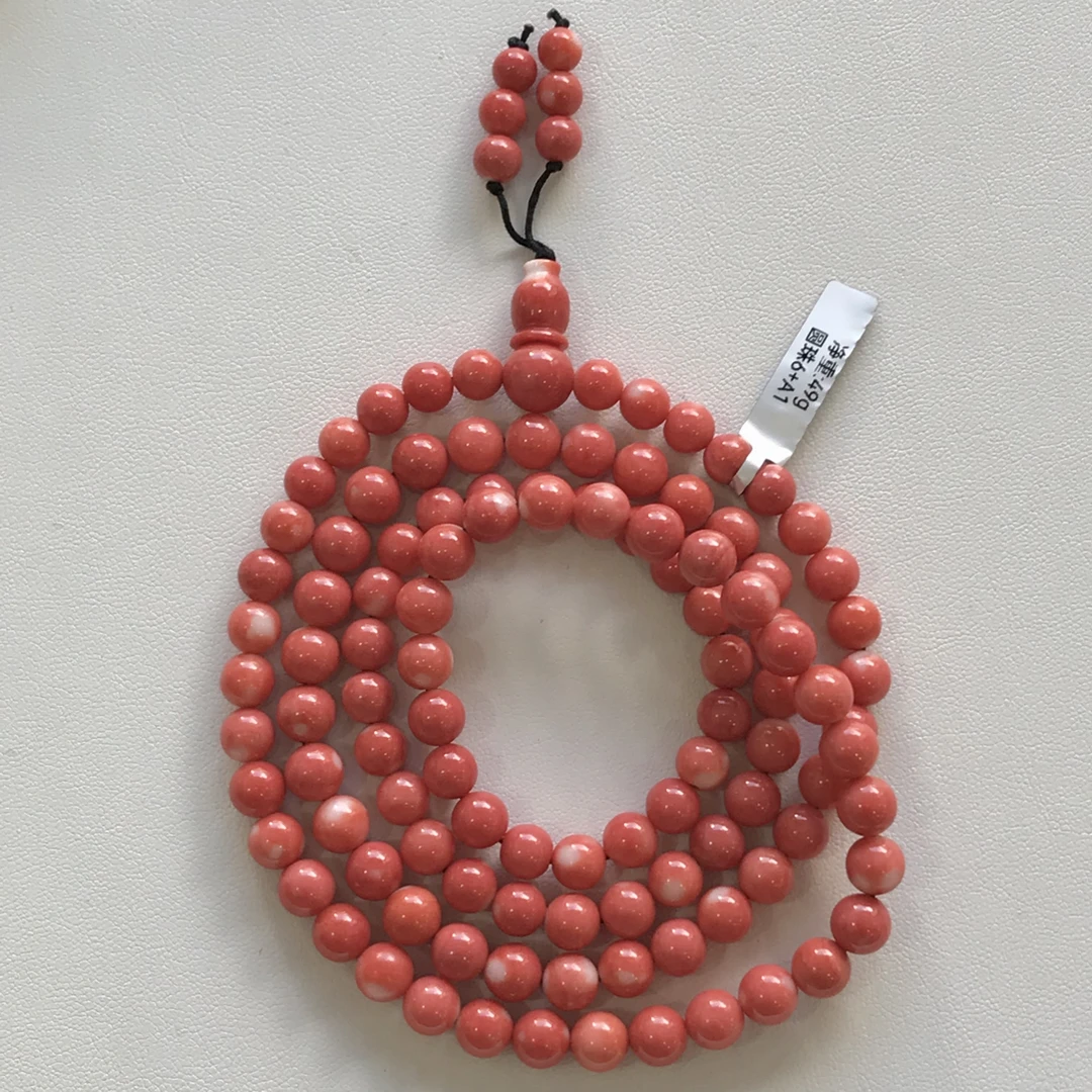 天然红珊瑚 台湾莫莫 圆珠 108 佛珠