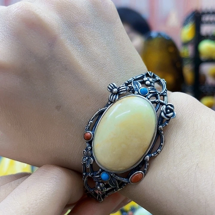 蜜蜡银S925镶嵌颈饰手镯