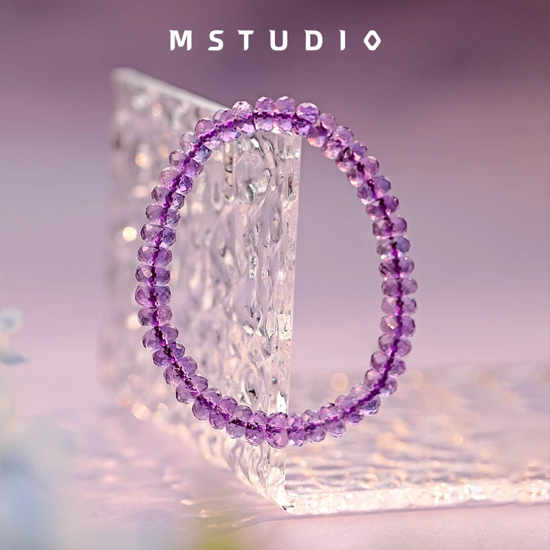 【紫水切面】紫水晶切面6-7mm素圈手串面小仙多样性发其一