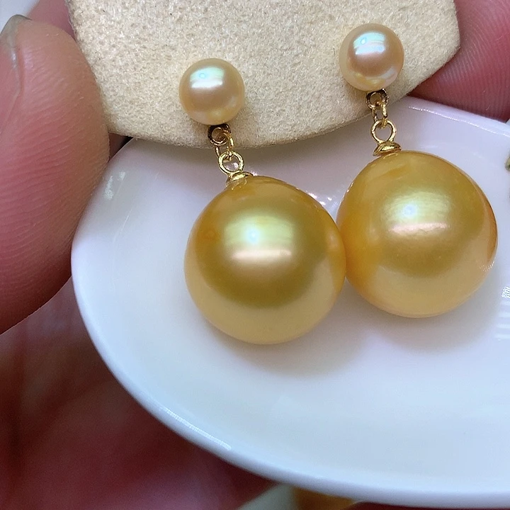 银S925镶嵌耳饰淡水珍珠