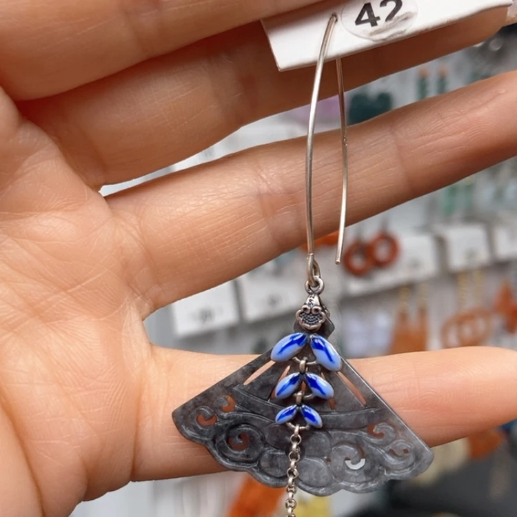 【闪购商品】翡翠耳饰银S925镶嵌?****）耳饰