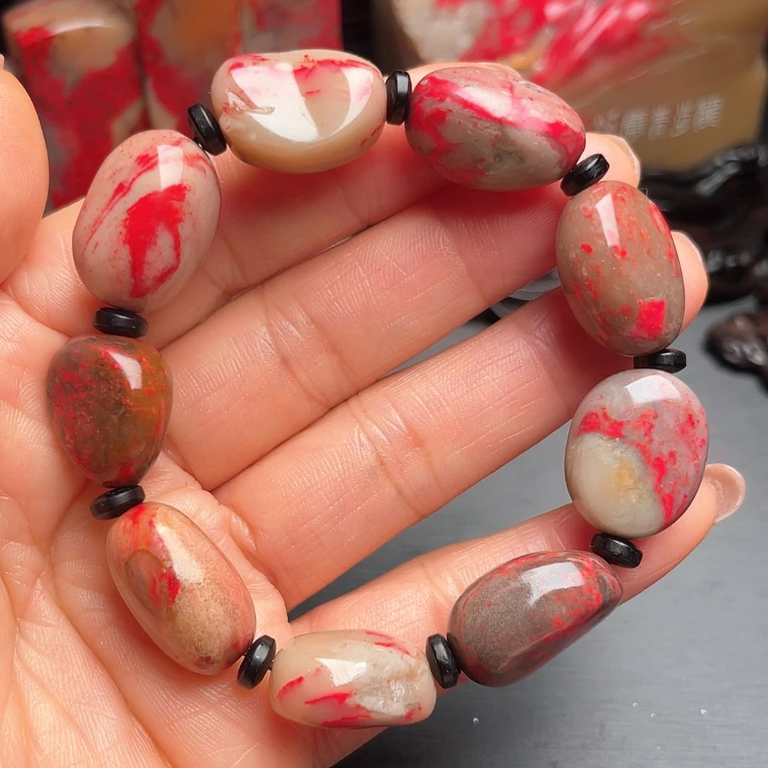 昌化鸡血石昌化鸡血石石把件手持手串