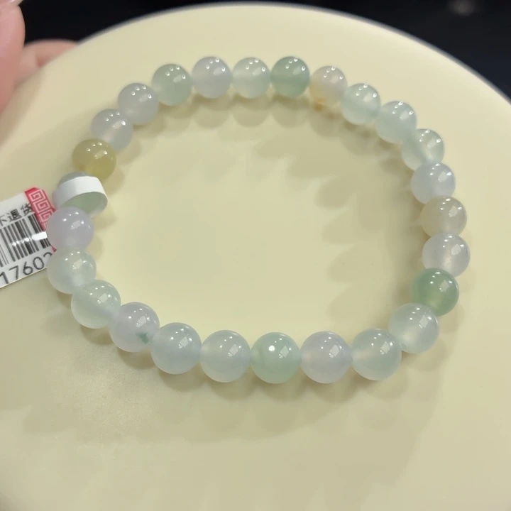 翡翠未镶嵌手链冰胶浅多宝卡7