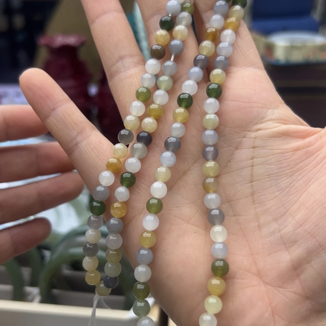 和田玉未镶嵌颈饰108卡6多宝