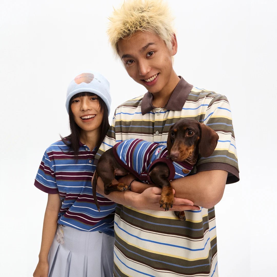 江南先生NewJNXS 动物哲学美式复古条纹polo短袖宽松上衣JN52J07