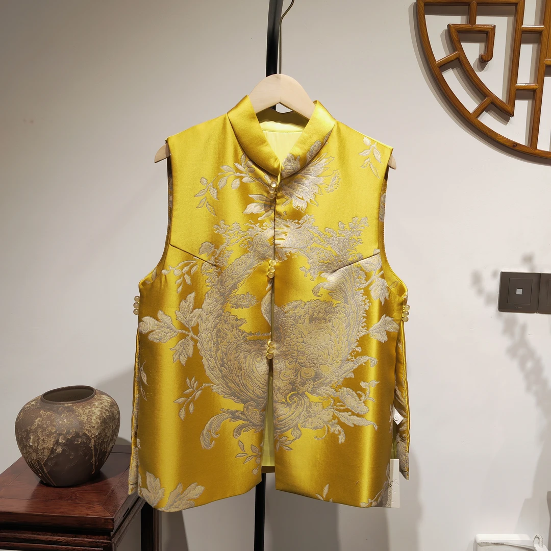 东彤 |【雀舞风屏】高端新中式手工刺绣复古国风马甲