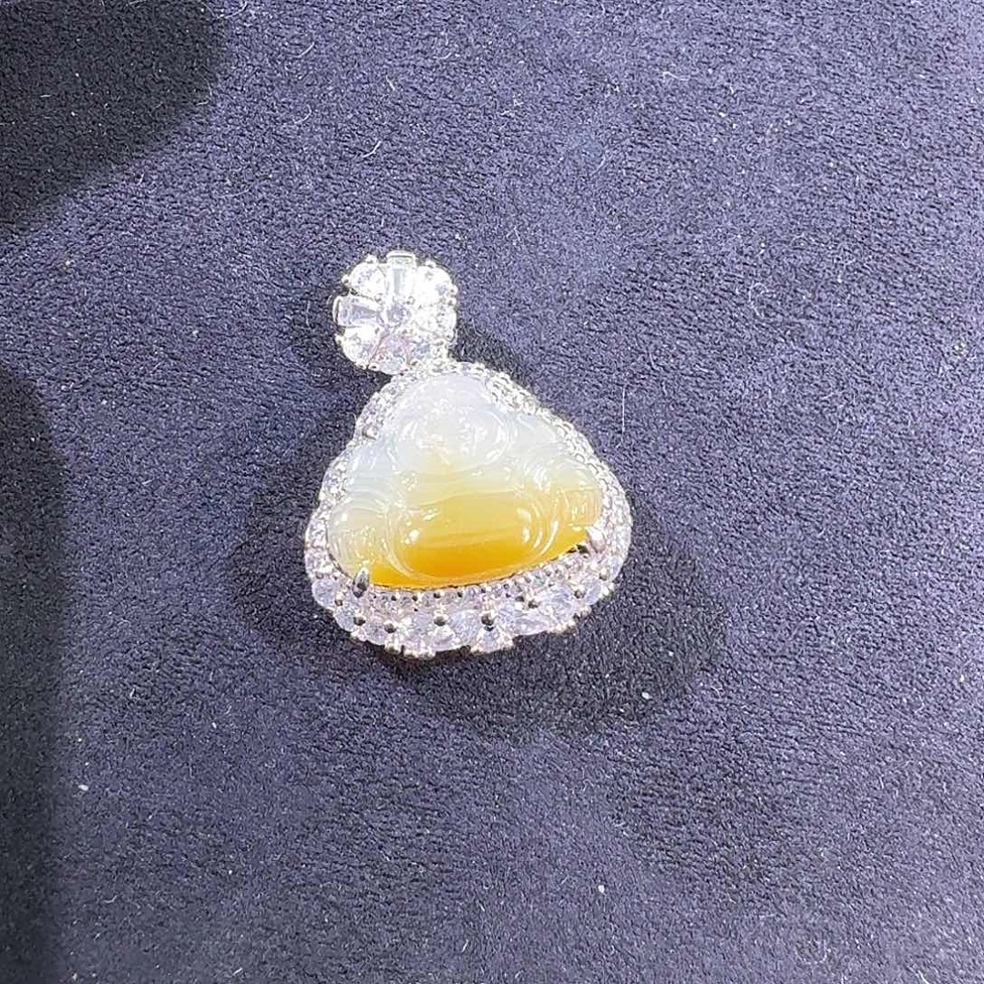 翡翠银S925镶嵌吊坠(不含链)佛公