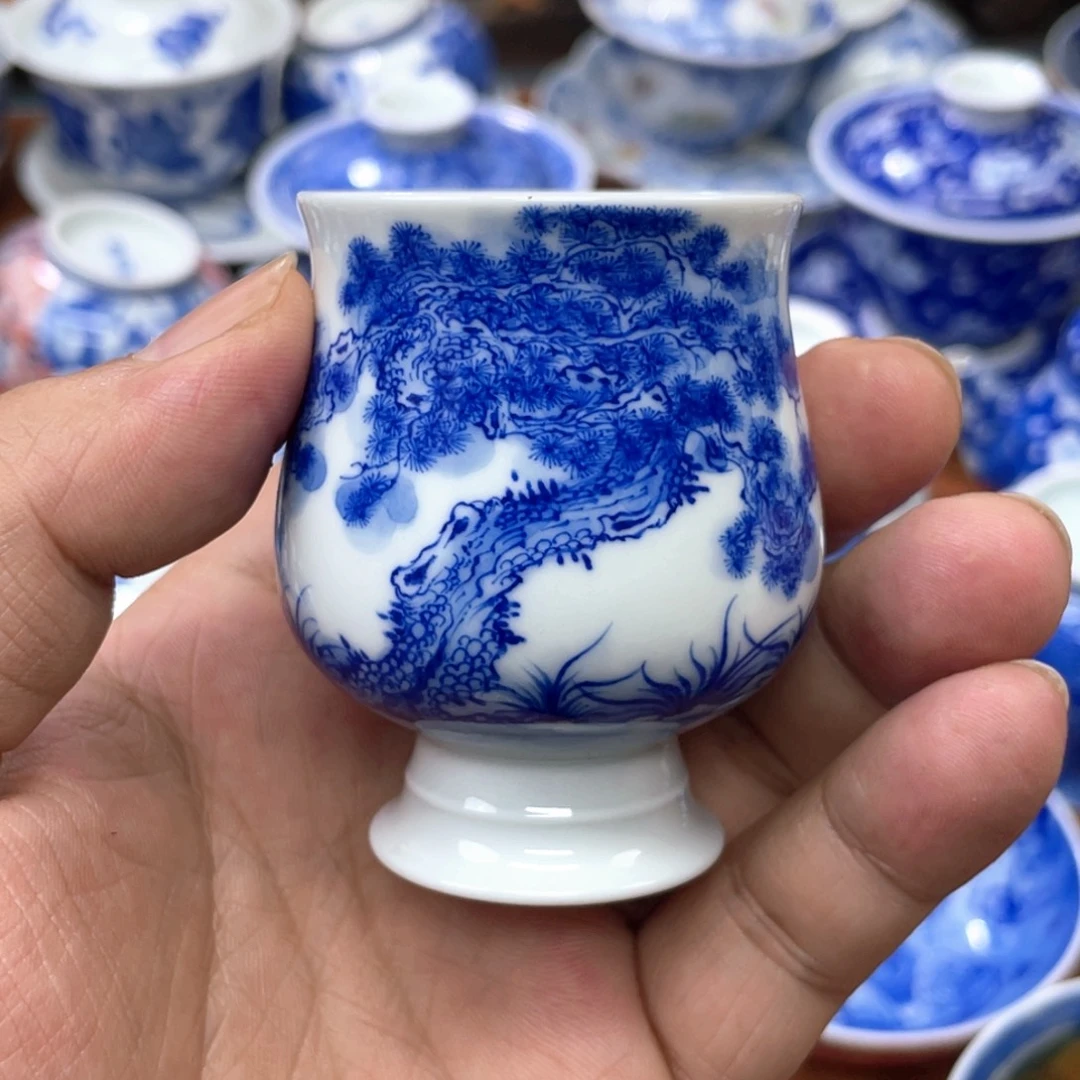 陶月楼 柴窑 迎客松 高足杯