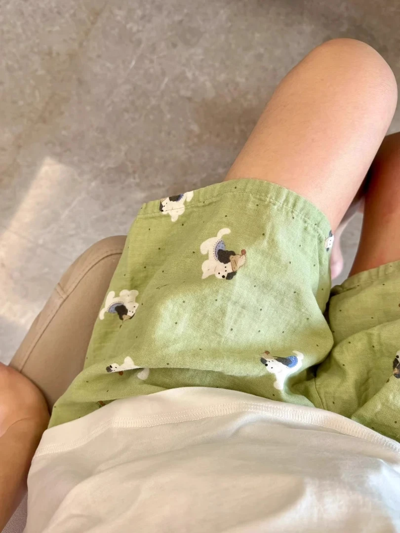 A类纯棉2025夏季新款夏天睡裤女双层婴儿纱布全棉短裤遛弯家居裤