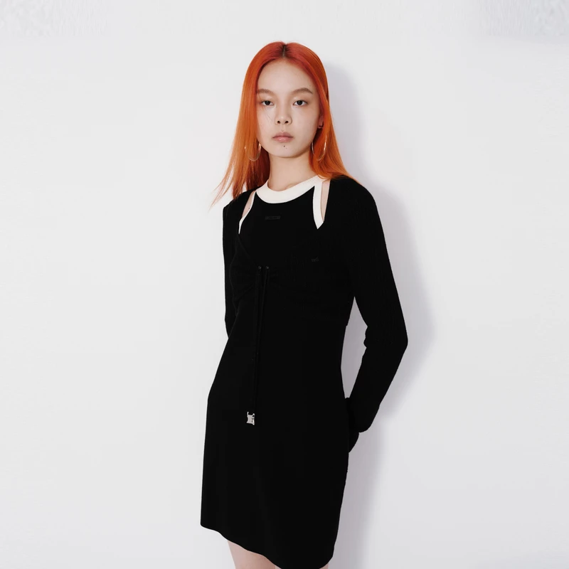 REVAN芮范性感真两件毛织连衣裙RM71103125