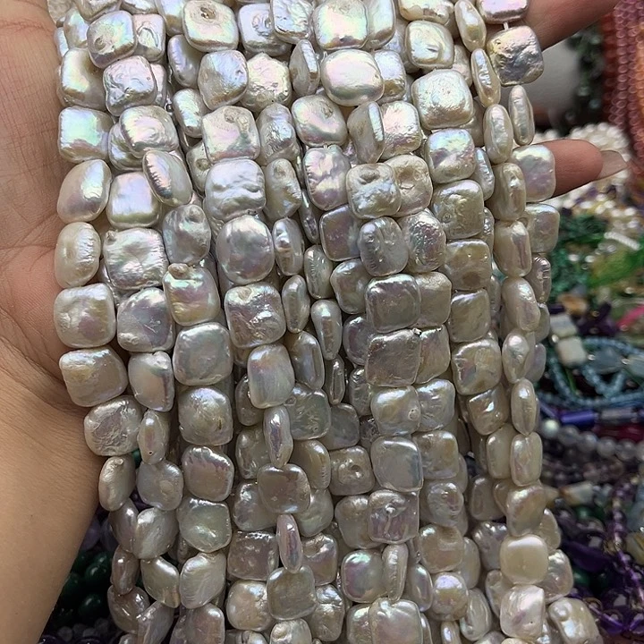 玛瑙/玉髓未镶嵌珠宝半成品一条12mm方片巴洛克珍珠