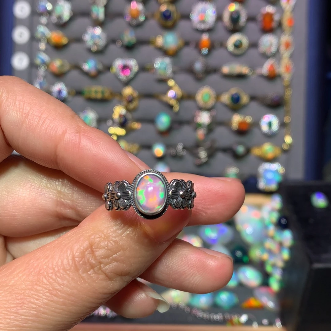 欧泊戒指款式银S925镶嵌