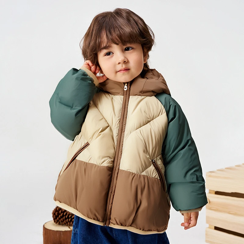 撞色拼接轻羽绒外套44183301儿童女童休闲防水防风