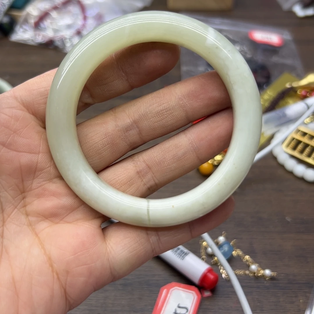 和田玉未镶嵌手镯58.4圈围94