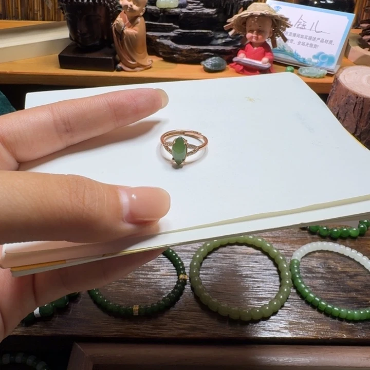 和田玉银S925镶嵌戒指