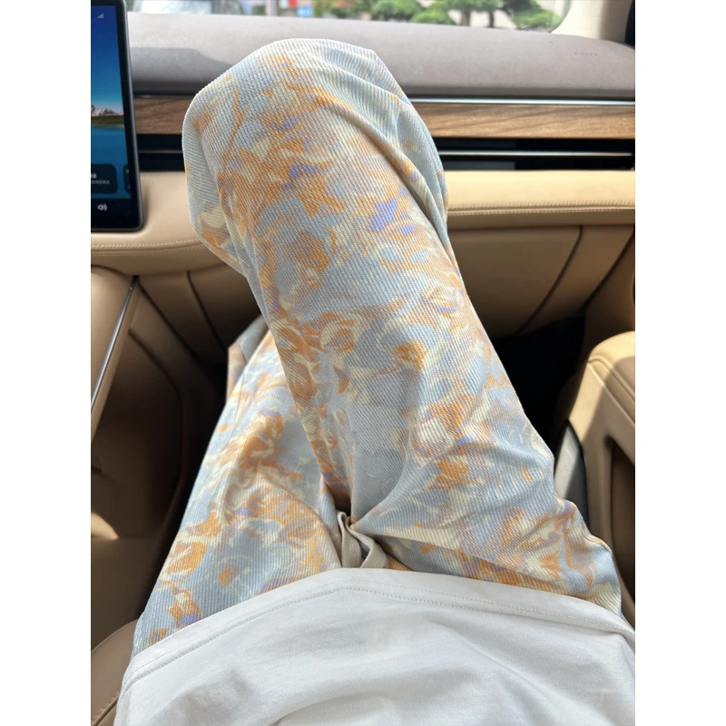 美式扎染印花裤子男款夏季薄款高级感痞帅裤子宽松显瘦窄版直筒裤