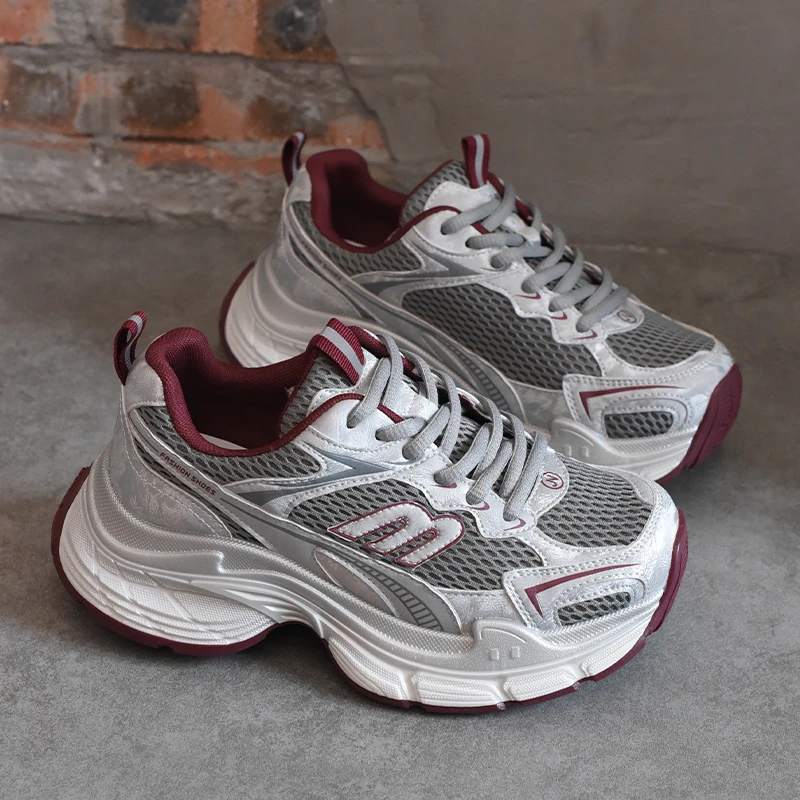 欧洲站女鞋爆款7cm增高厚底老爹鞋女2025秋新款休闲小个子运动鞋