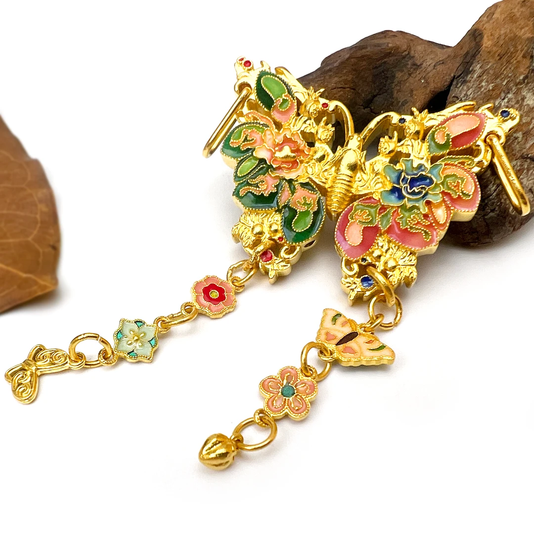 【蝴蝶吊坠】黄金足金999高温烧蓝【黄金首饰】