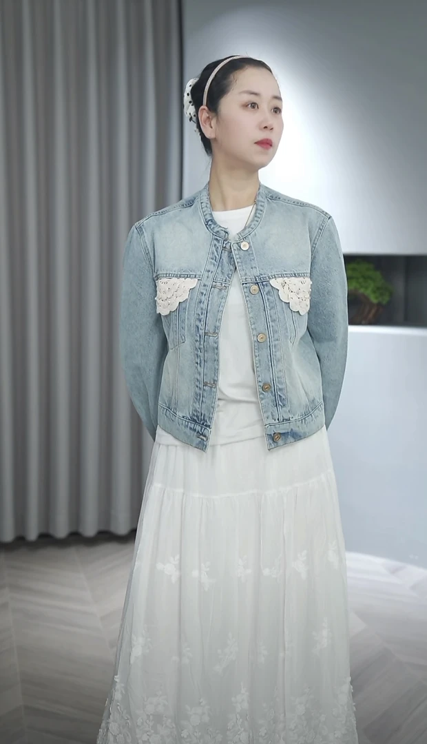 短款小个子立领牛仔外套春秋显瘦百搭休闲潮流洋气时髦58606