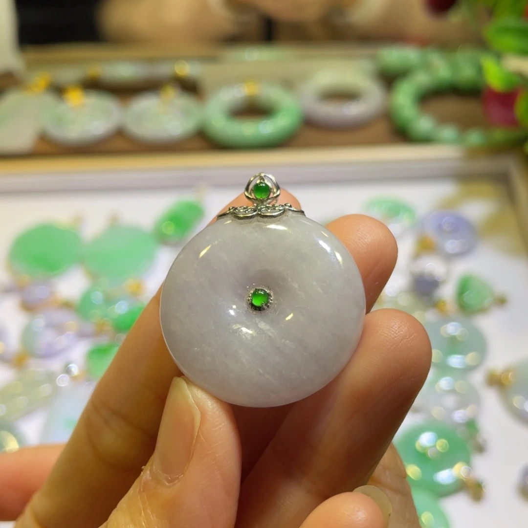 翡翠18K金镶嵌吊坠(不含链)扣子