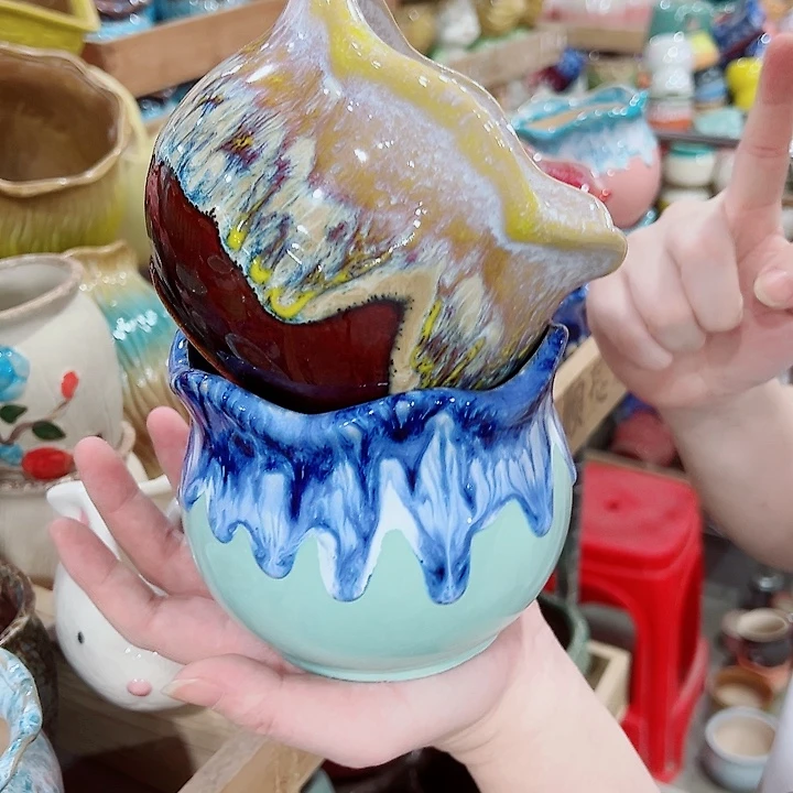 有孔，凑单福利满10元发货陶瓷多肉花盆！