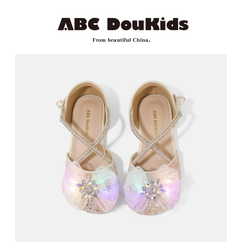 ABC Doukids儿童凉鞋2025夏季新款软底公主鞋韩版亮闪闪小单鞋