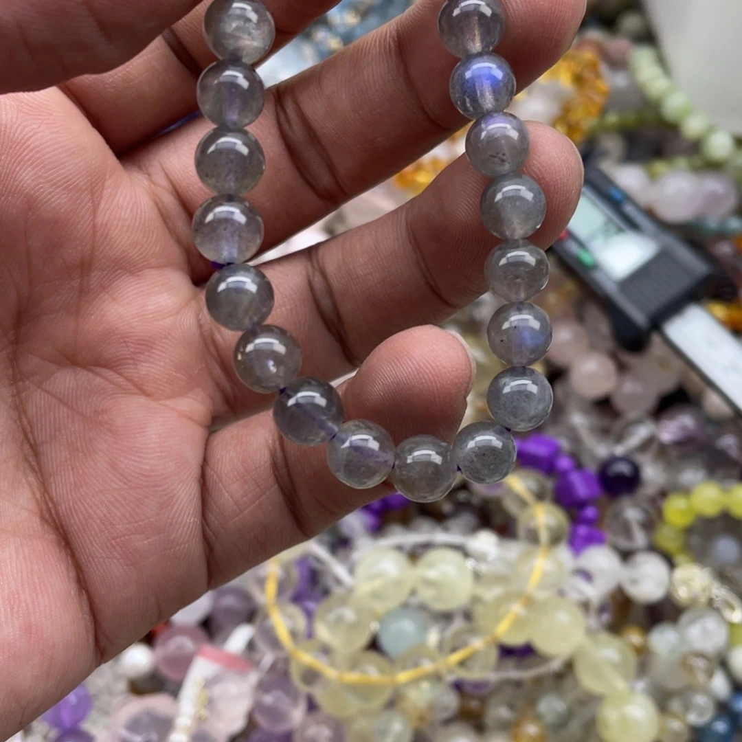 银S925镶嵌手链烟晶