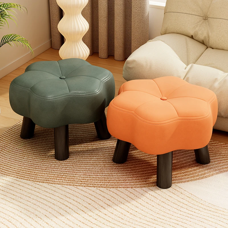 小凳子家用轻奢简约花朵小矮凳客厅茶几实木沙发凳结实耐用换鞋凳