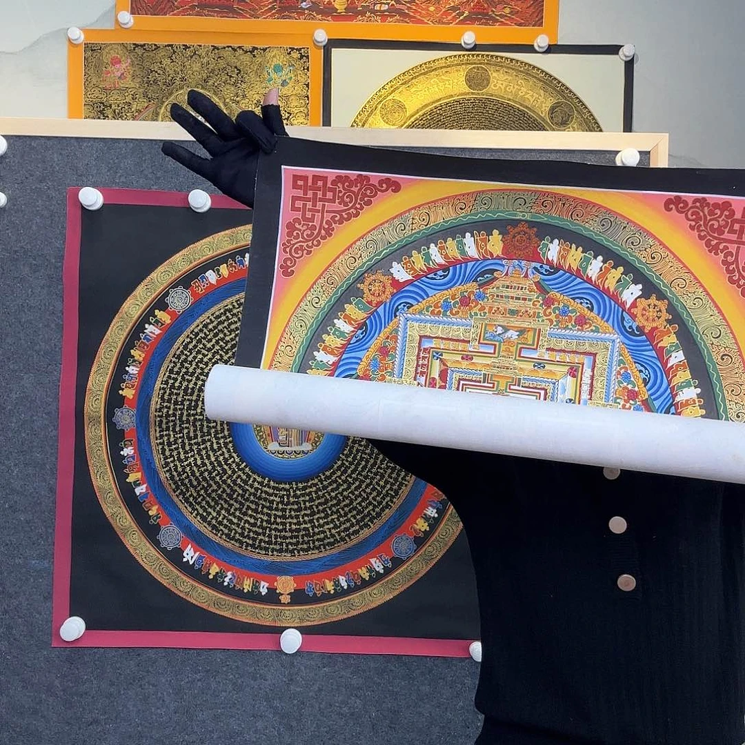 卷轴画纯手绘坛城唐卡50厘米左右
