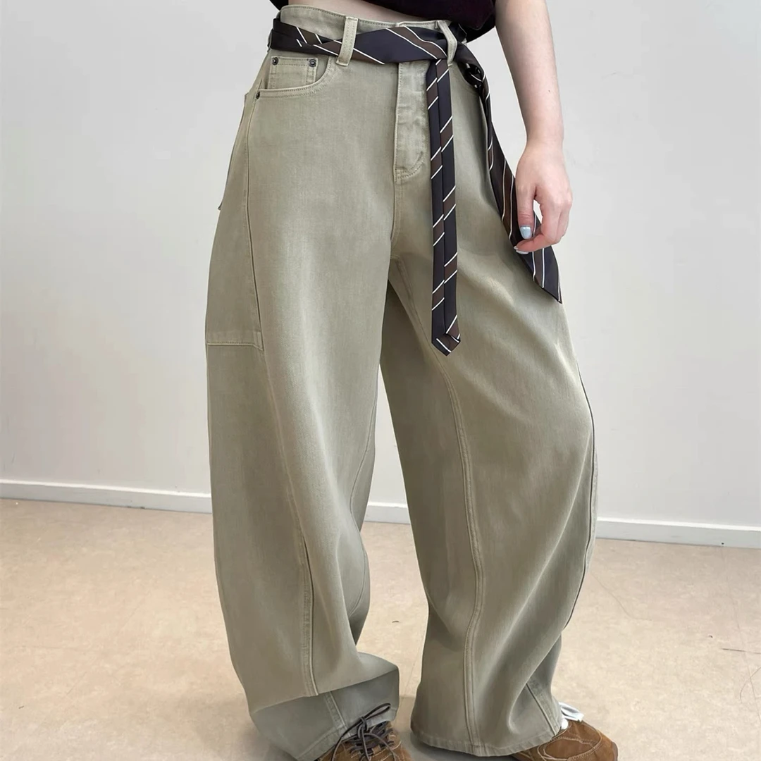 植绒5561小众设计弯刀月亮裤（裤长108左右）