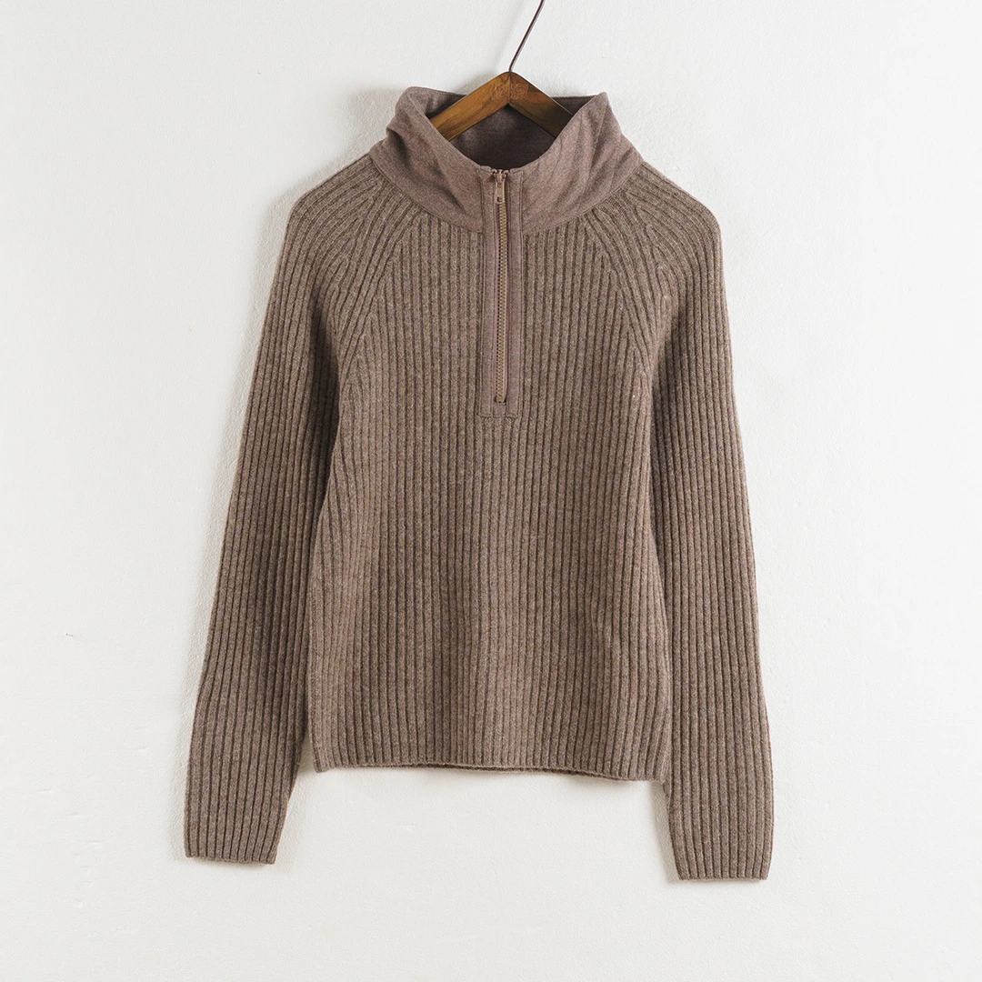 TOJI佗寂时尚文艺秋冬百搭气质款羊毛拼接打底衫羊毛衫#ZXO3S540