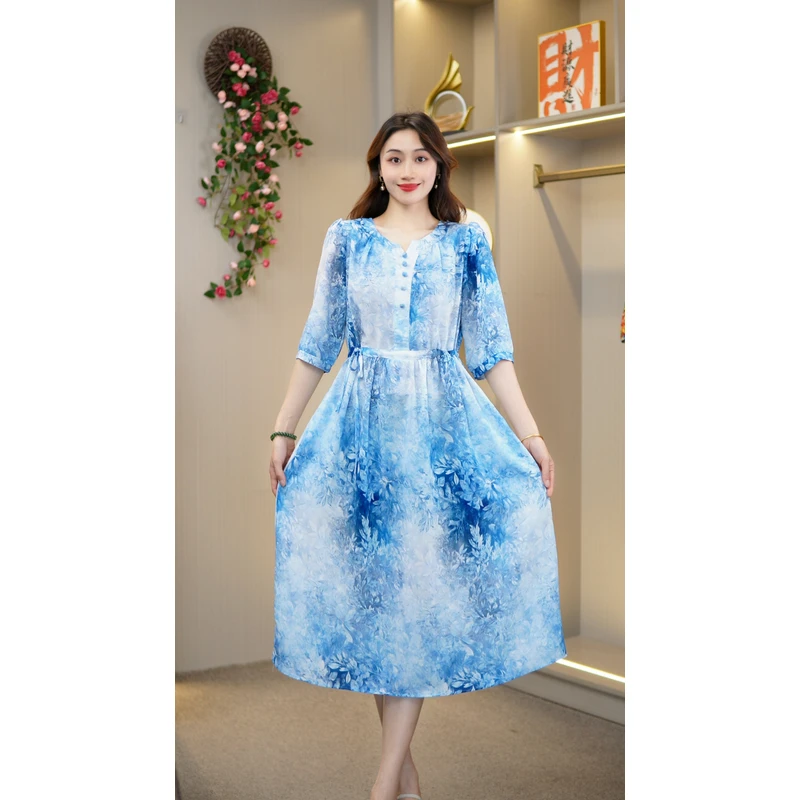 妈妈装连衣裙新款时尚女装高端女装【冰叶】HY