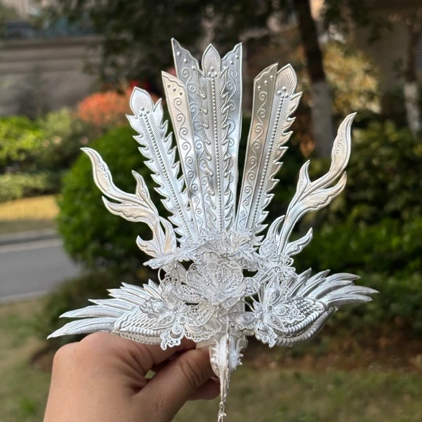 足银银制品 【万物有灵】足银999重工花丝手工苗族发簪纯手工精美
