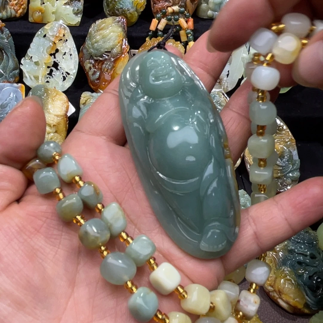 蛇纹石玉未镶嵌吊坠(赠链)