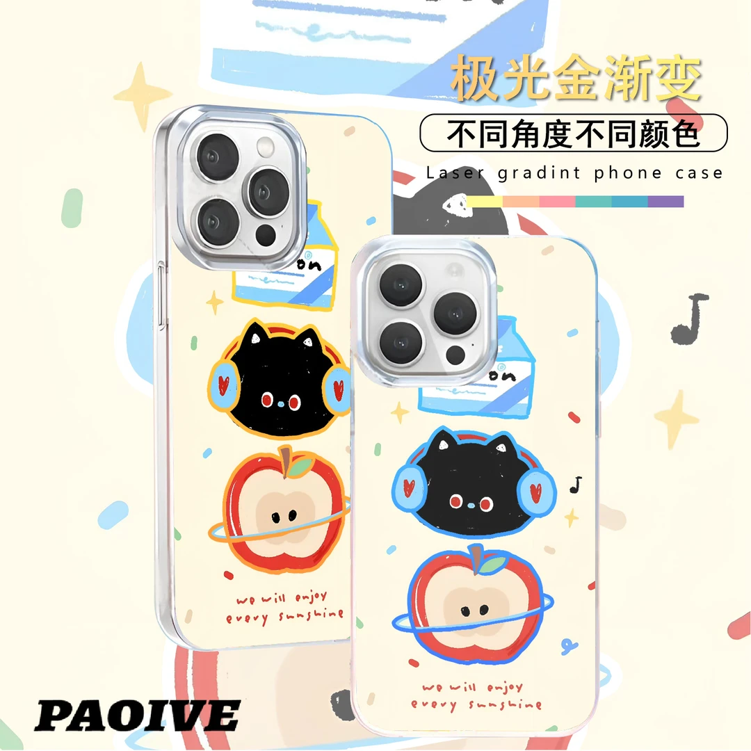 音乐猫咪适用苹果华为vivo一加iPhone小米红米极光手机壳壳