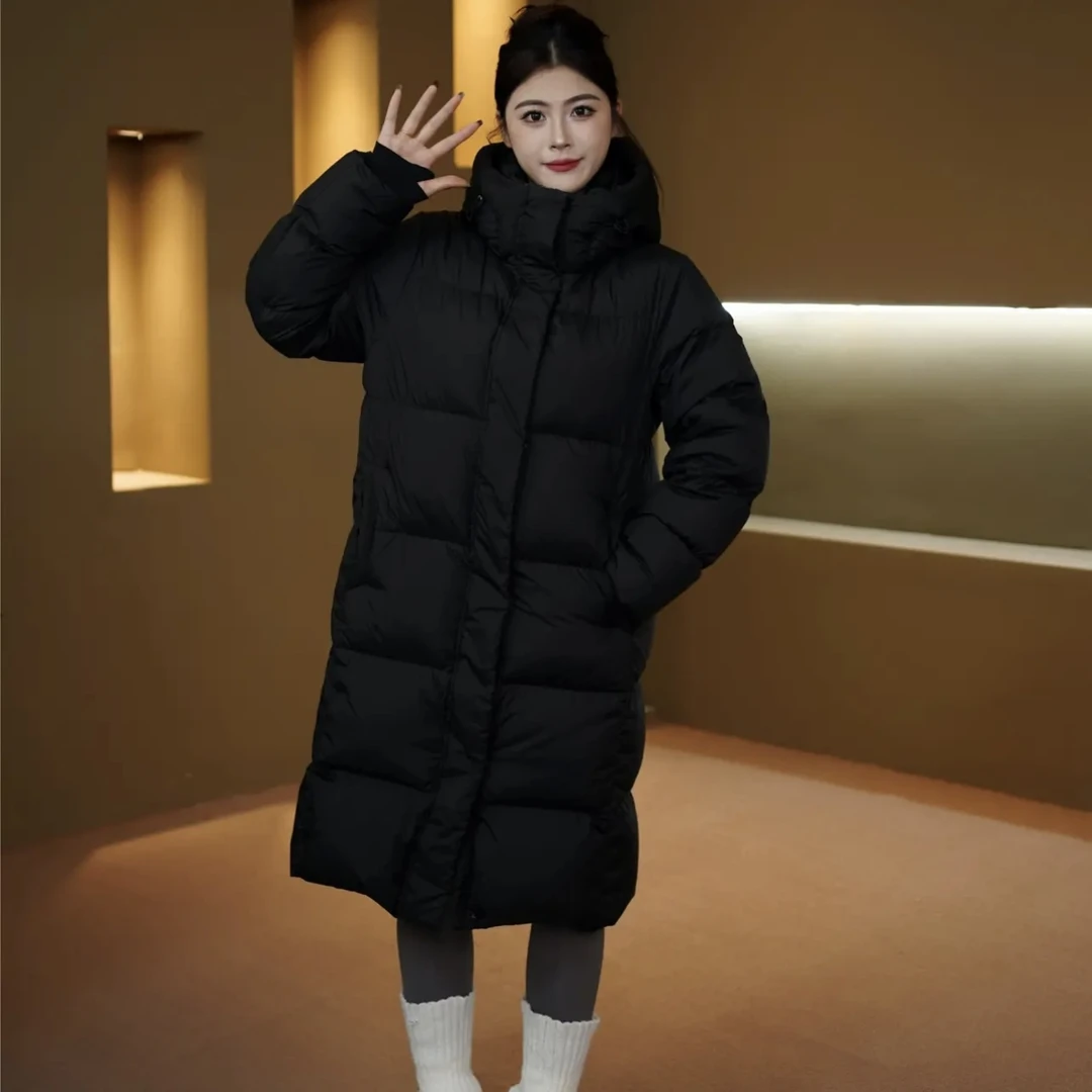 【95白鹅绒】2025冬季中长保暖羽绒服新款连帽时尚穿搭3307