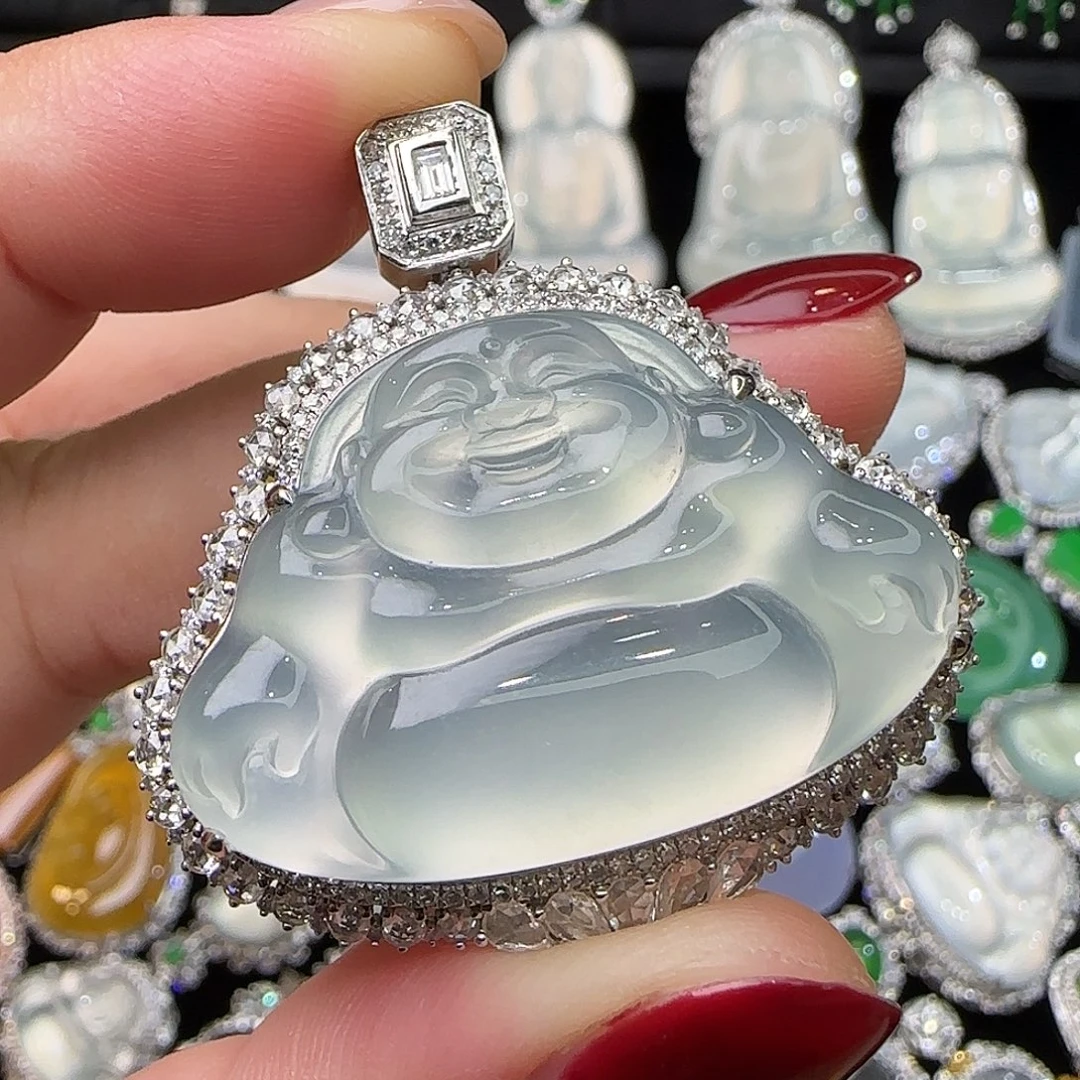 翡翠18K金镶嵌颈饰天然翡翠