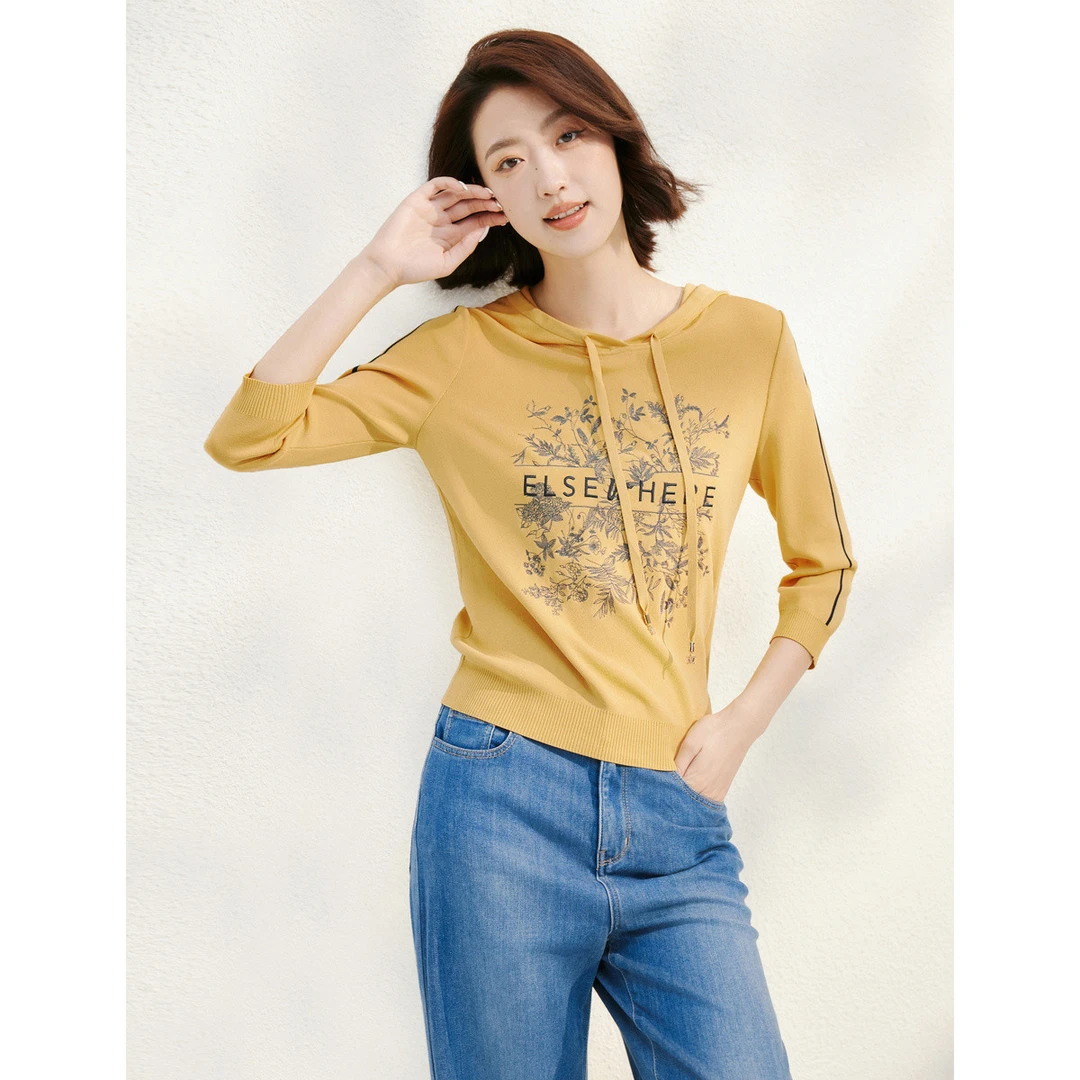 【C】秋冬都市休闲舒适连帽针织衫通勤百搭简约显瘦上衣