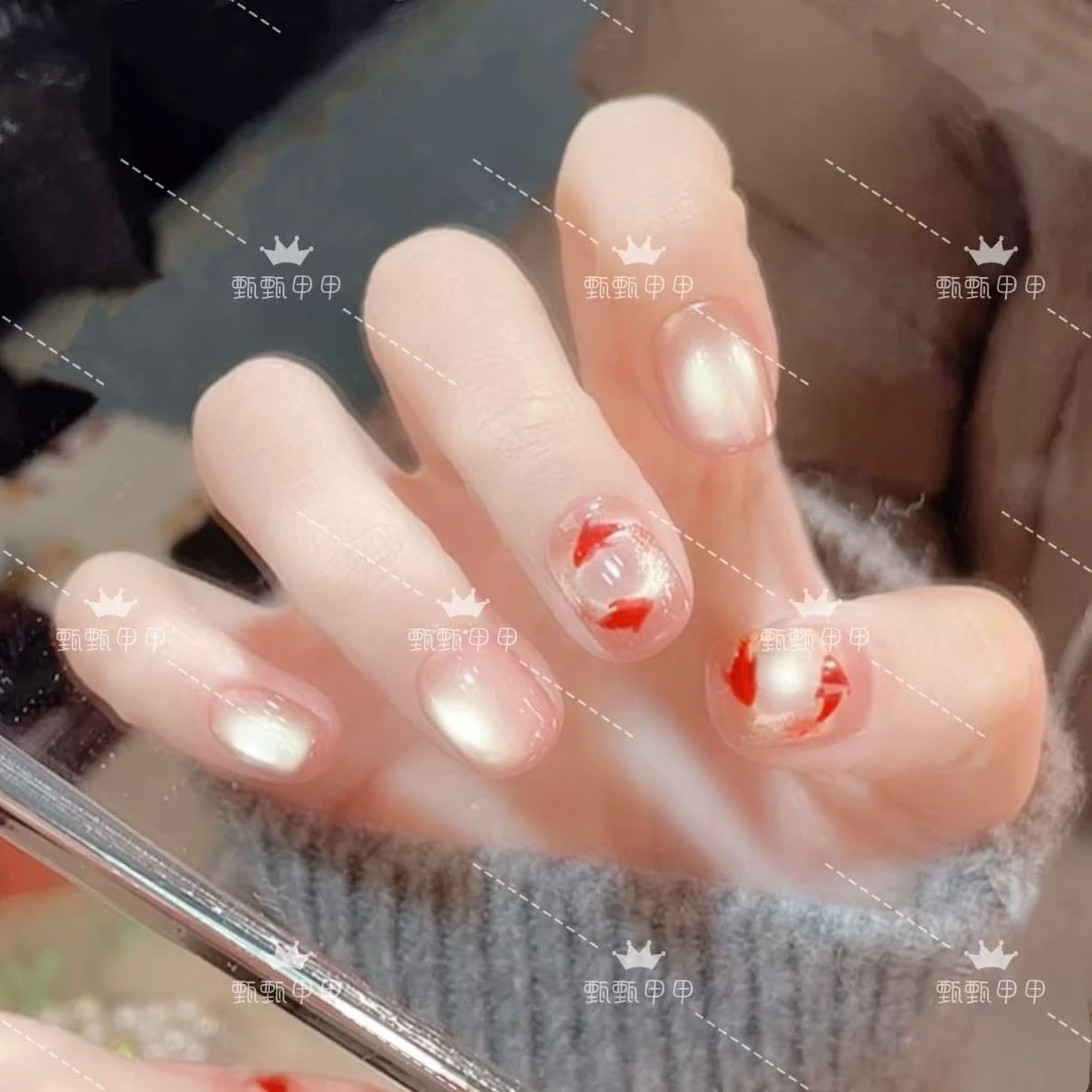 【锦鲤】手工穿戴甲贴片气质轻奢猫眼美甲富家千金高级感美甲贴