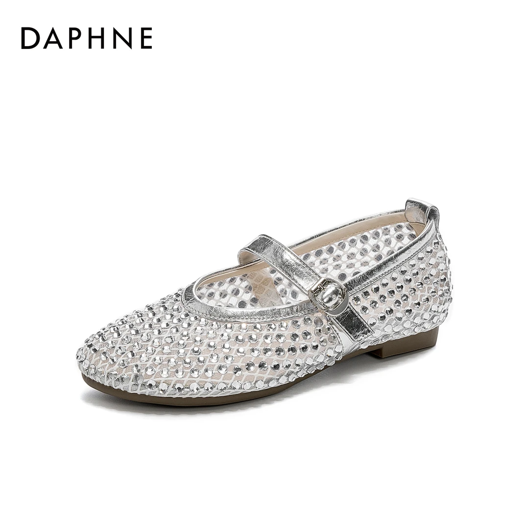 达芙妮平底玛丽珍鞋女2025新款夏季透气镂空凉鞋软底通勤妈妈单鞋