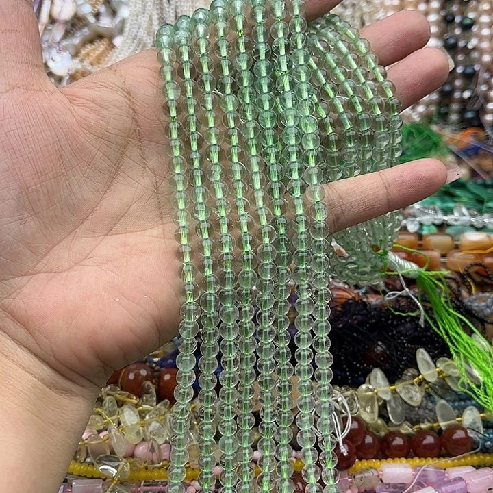 玛瑙/玉髓未镶嵌珠宝半成品一条6mm绿萤石