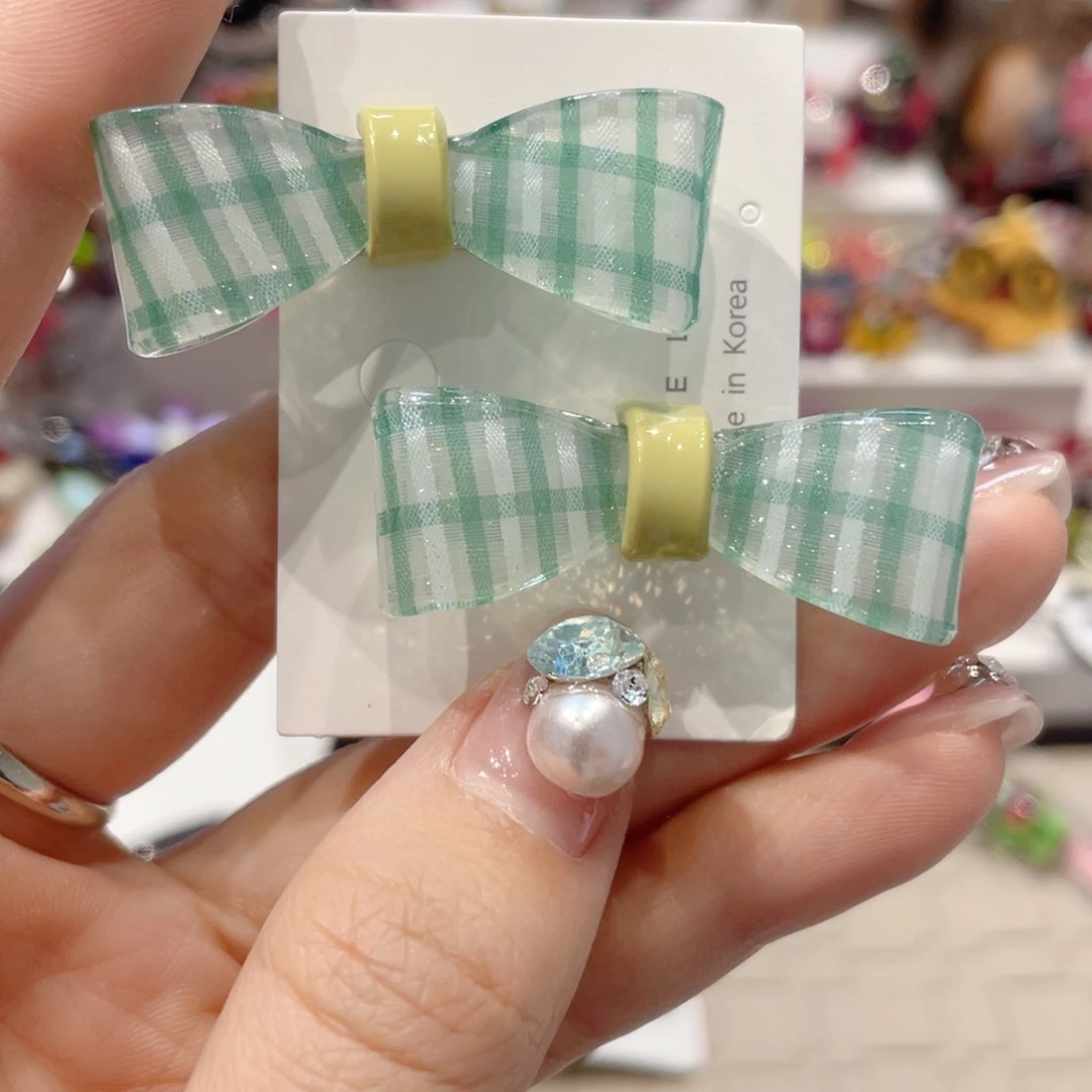 树脂非金属绿格子发夹